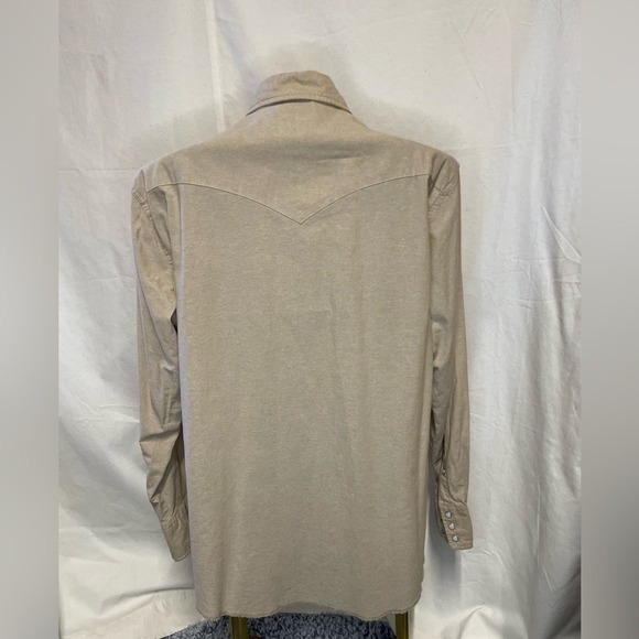 Wrangler Men's Long Sleeve Western Snap Front Shirt XL Beige Cotton Pearl Snap - Picture 4 of 4